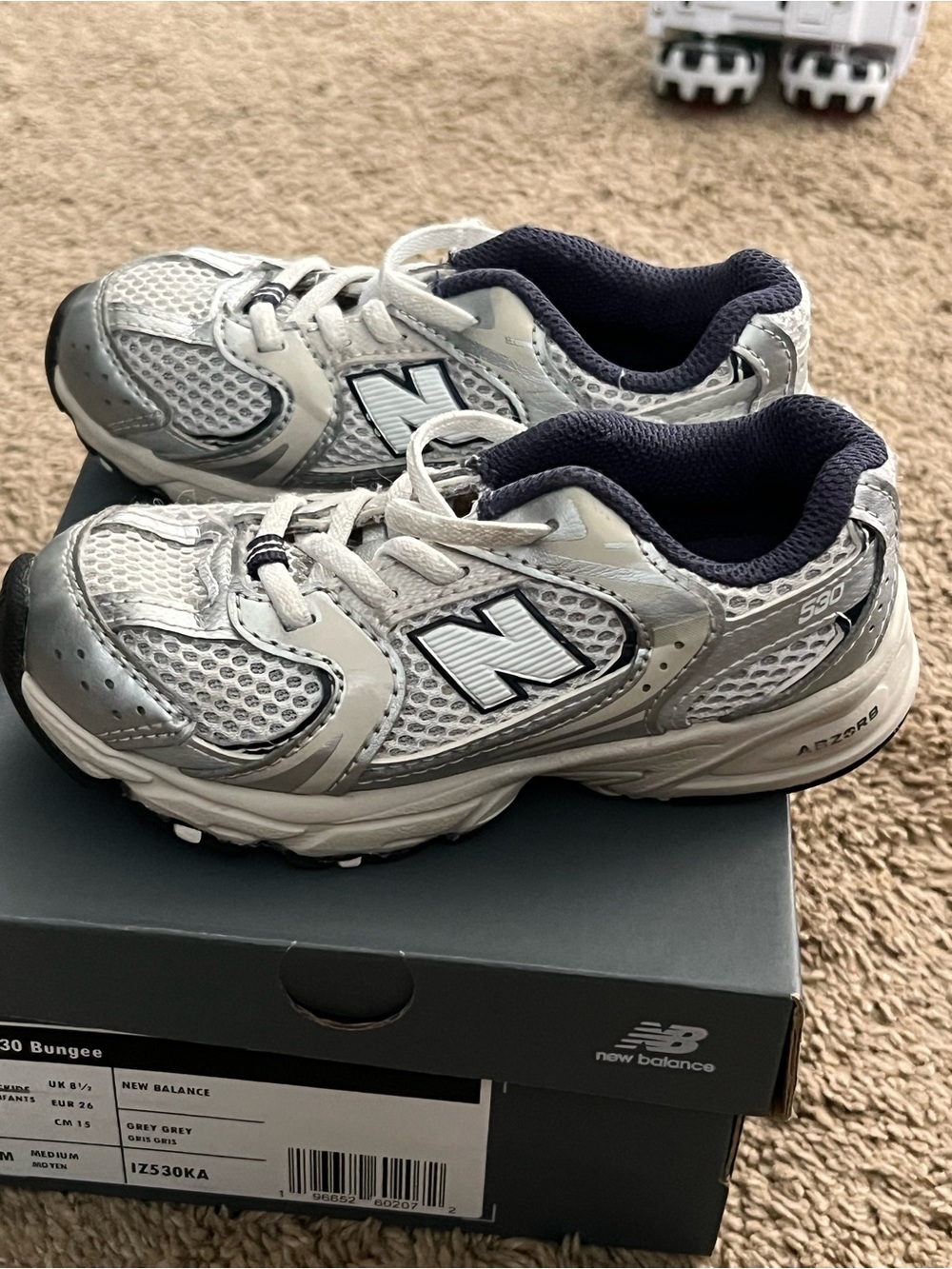 New Balance Kids Silver and Gray Mesh Sneakers